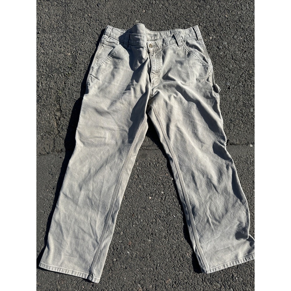 Carhartt Jeans Mens 36x30 Gray Rugged Flex Relaxed‎ Fit Canvas Work Carpenter